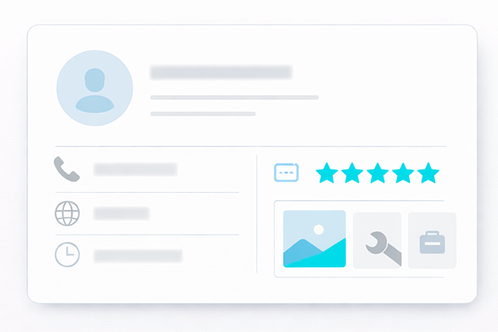 Ficha de negocio en Google con datos, fotos, reseñas y servicios para SEO local