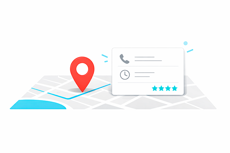 Ilustración de Google Maps y ficha de negocio para SEO local en Cádiz