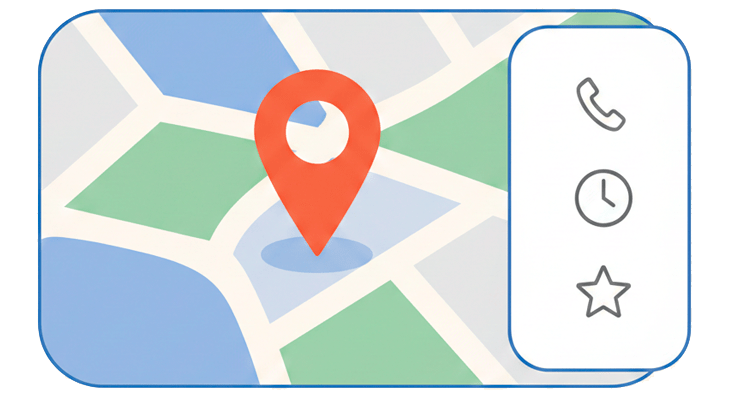 Ilustración de Google Maps y ficha de negocio para SEO local