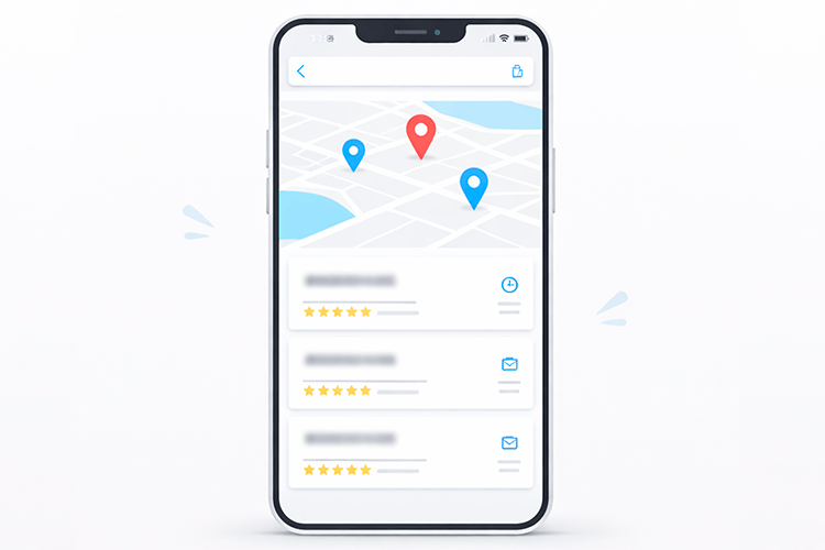 Resultados de Google Maps con el pack local para búsquedas de negocios