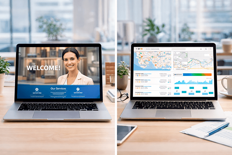 comparativa entre una web atractiva y una web orientada al SEO para captar clientes en Cádiz