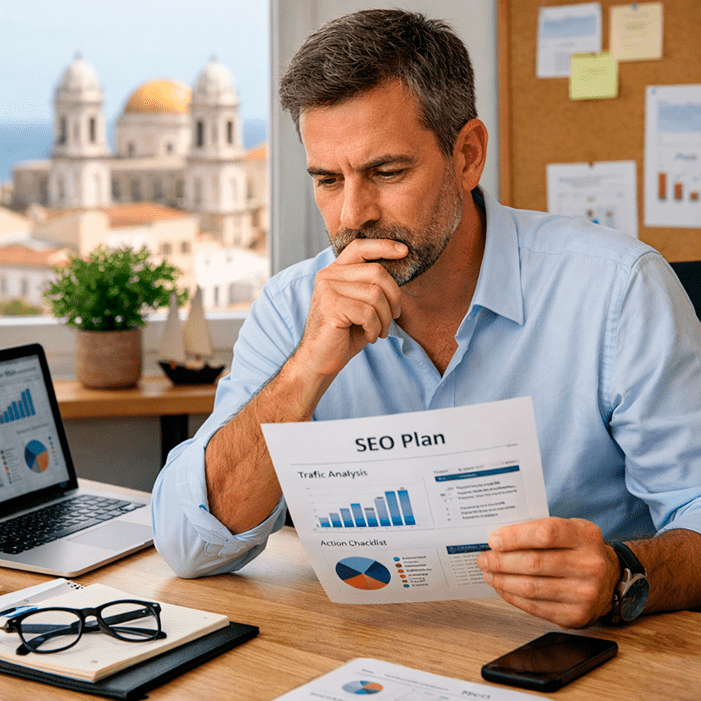 consultor seo revisando estrategia