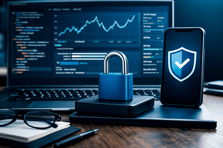 Mantenimiento web profesional con panel de control, candado de seguridad y monitorización del sitio