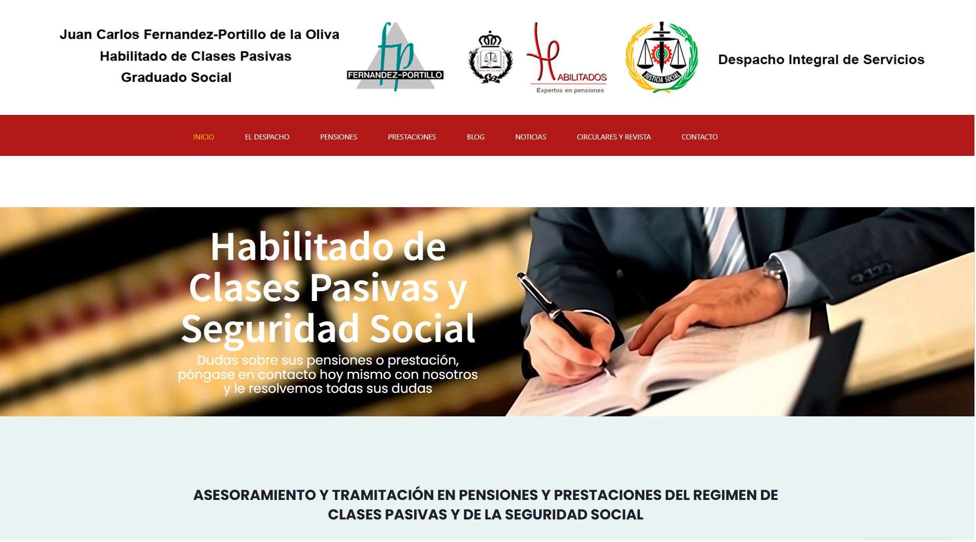 Página web de Habilitado Clases Pasivas diseñada por Webprofesional360