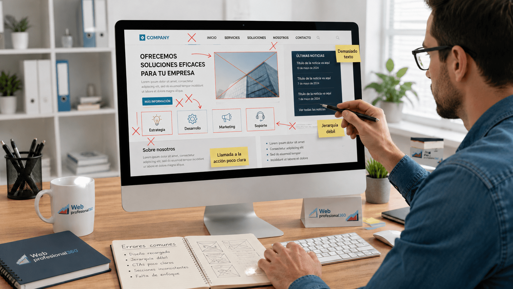 Revisión de errores de diseño web y experiencia de usuario