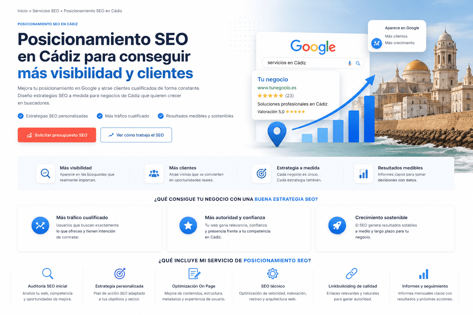 Posicionamiento SEO en Cádiz para conseguir más visibilidad y clientes en Google