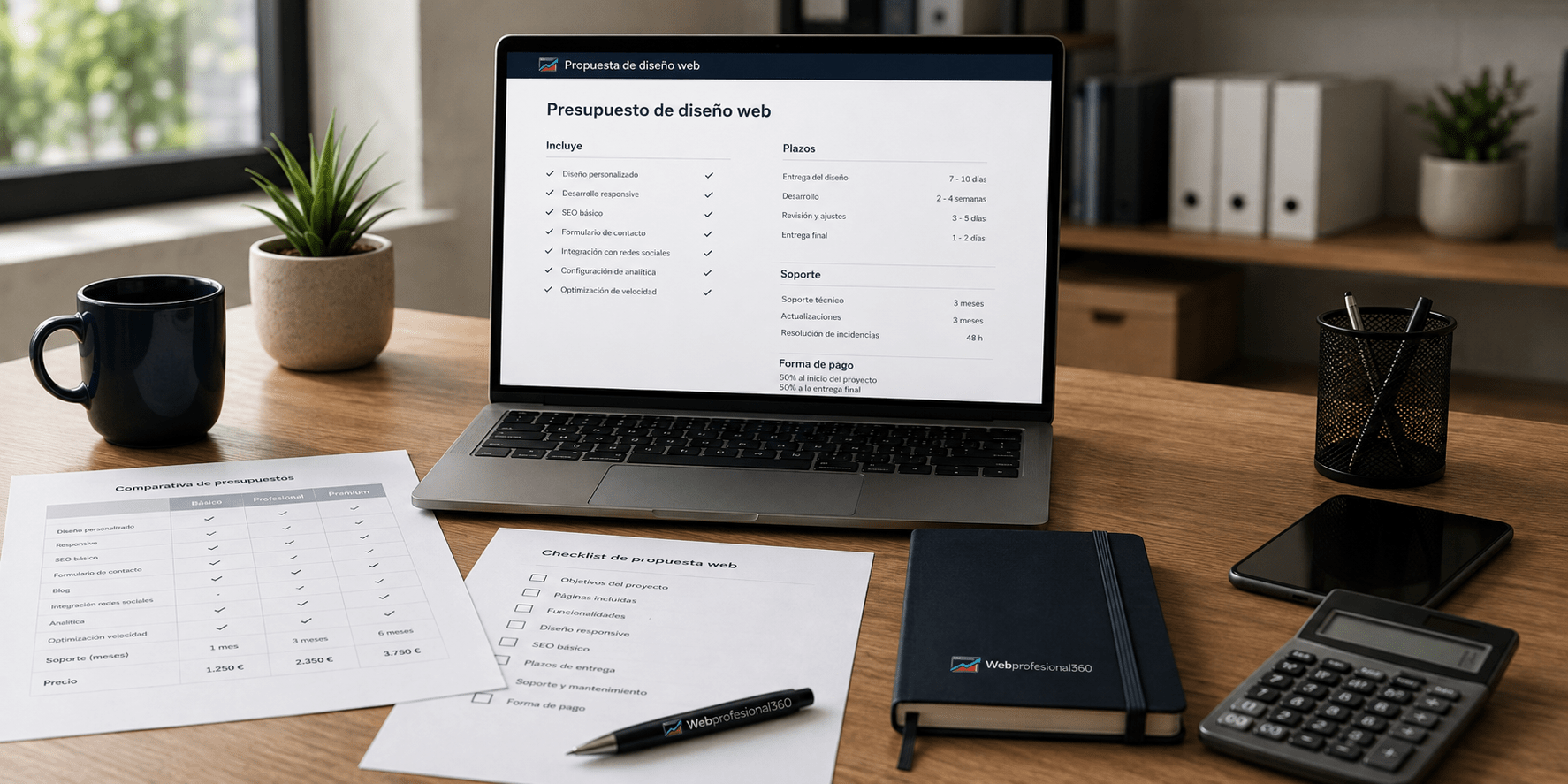 Cliente comparando dos propuestas de diseño web con diferentes servicios costes y condiciones