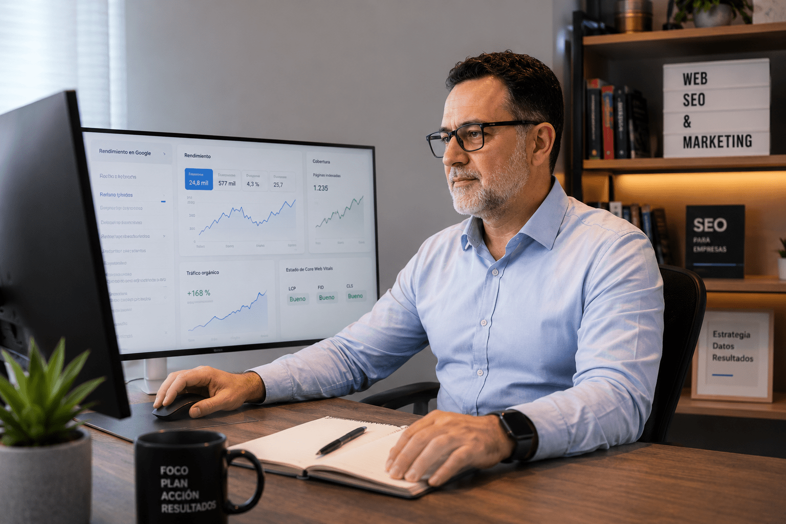Juan Antonio Castro, consultor SEO de Webprofesional360, analizando un proyecto