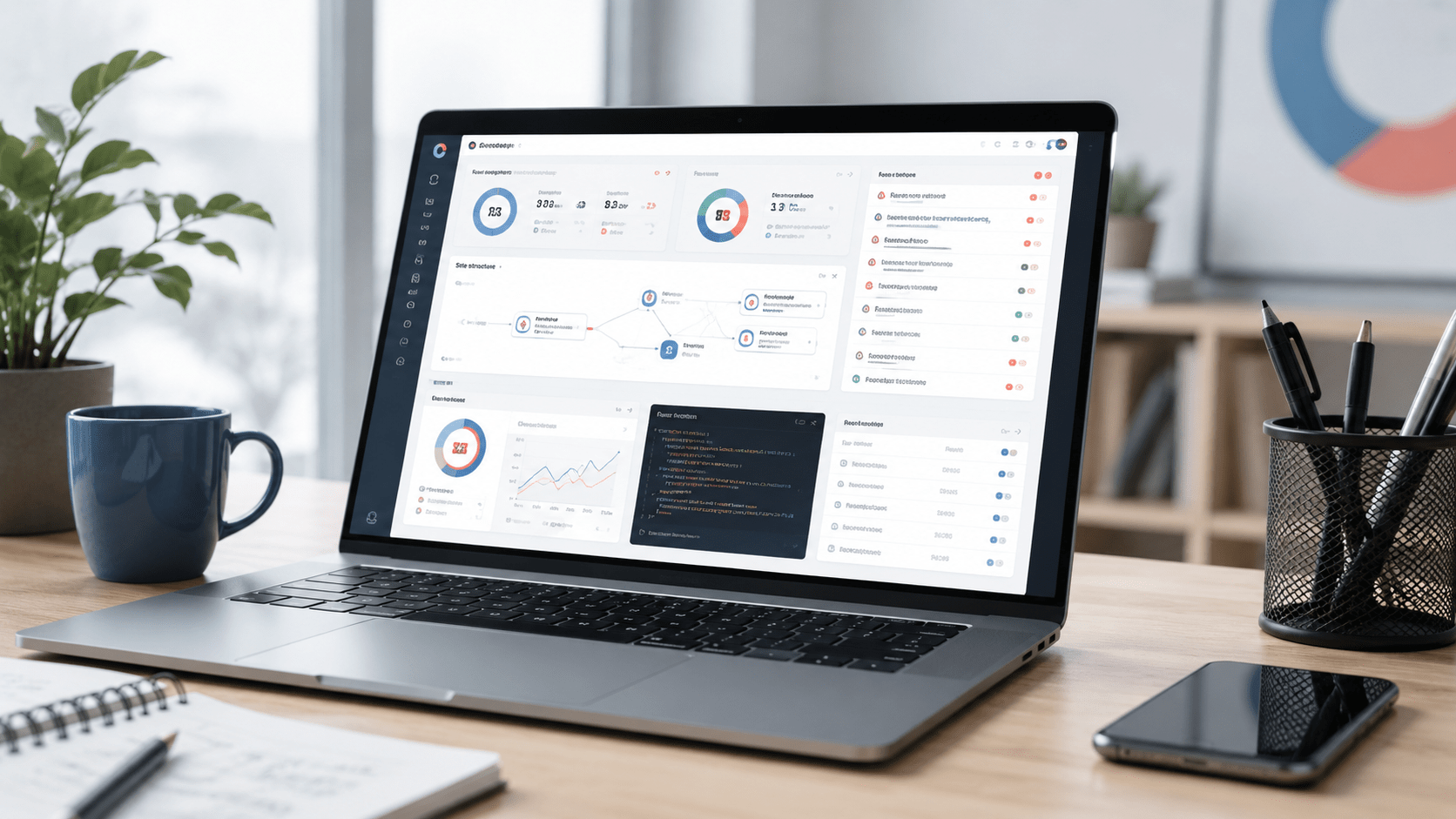 Herramienta de análisis SEO técnico con métricas de rendimiento y diagnóstico web