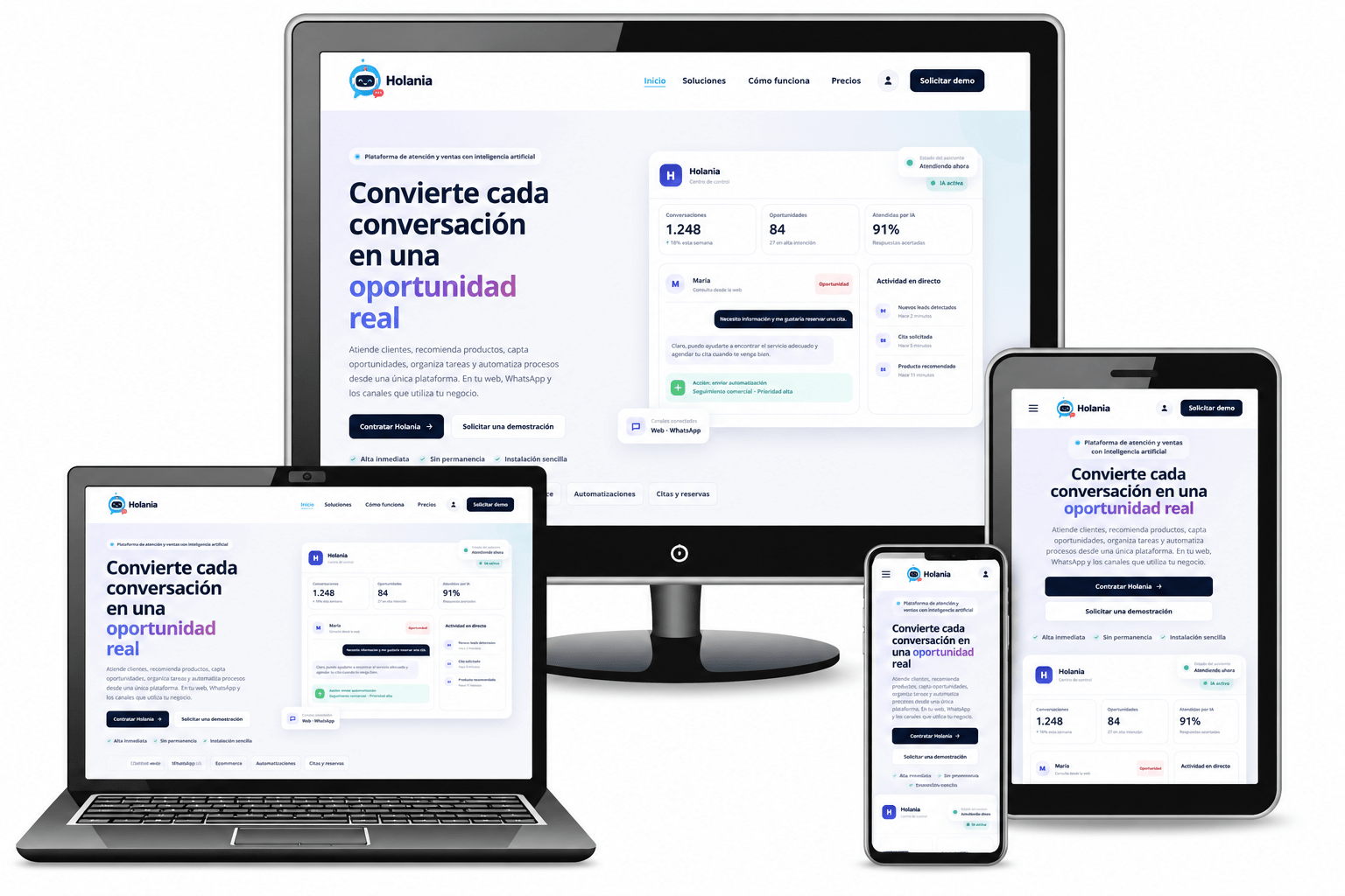 Interfaz de la plataforma SaaS Holania