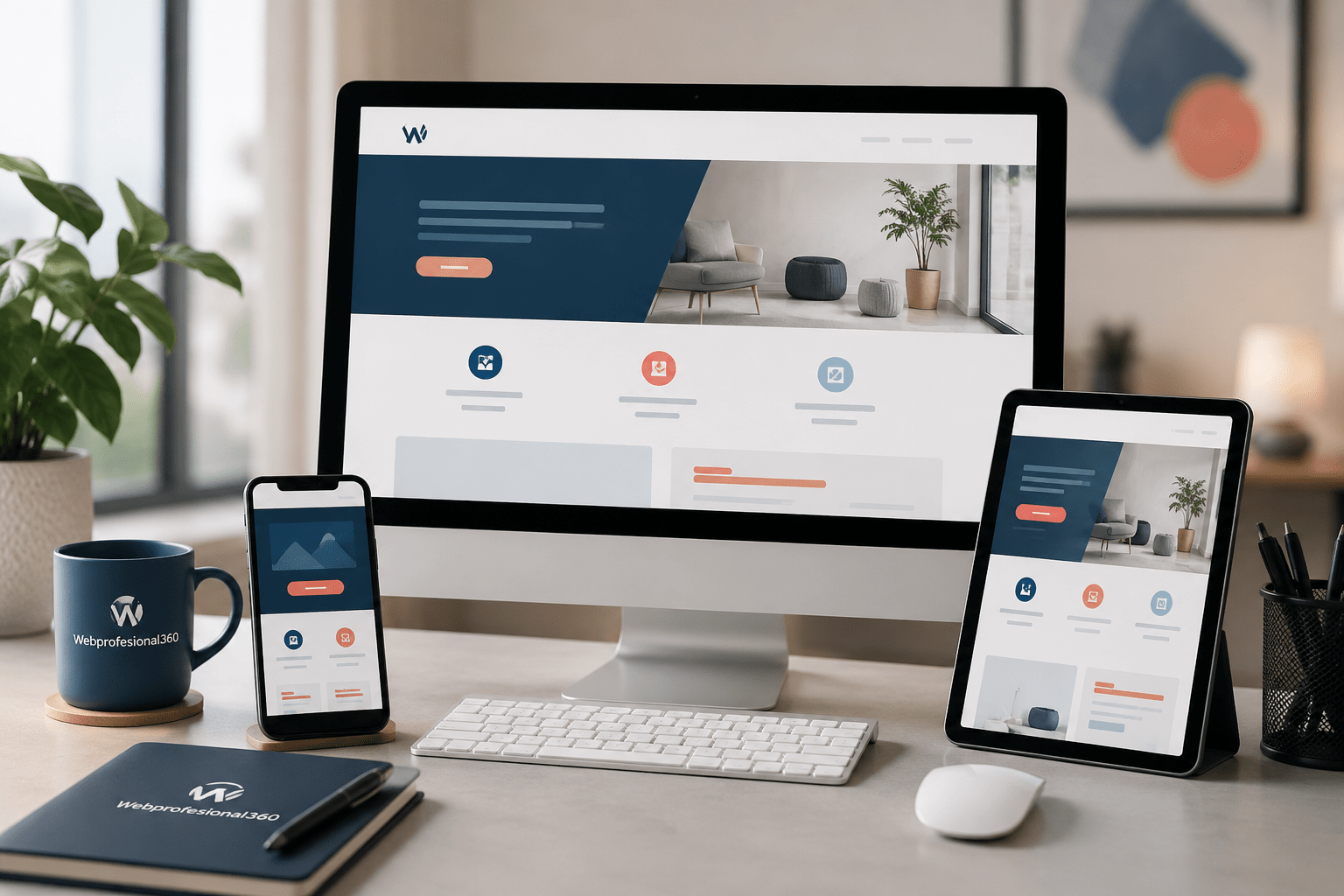 Página web responsive orientada a conversión en ordenador y móvil