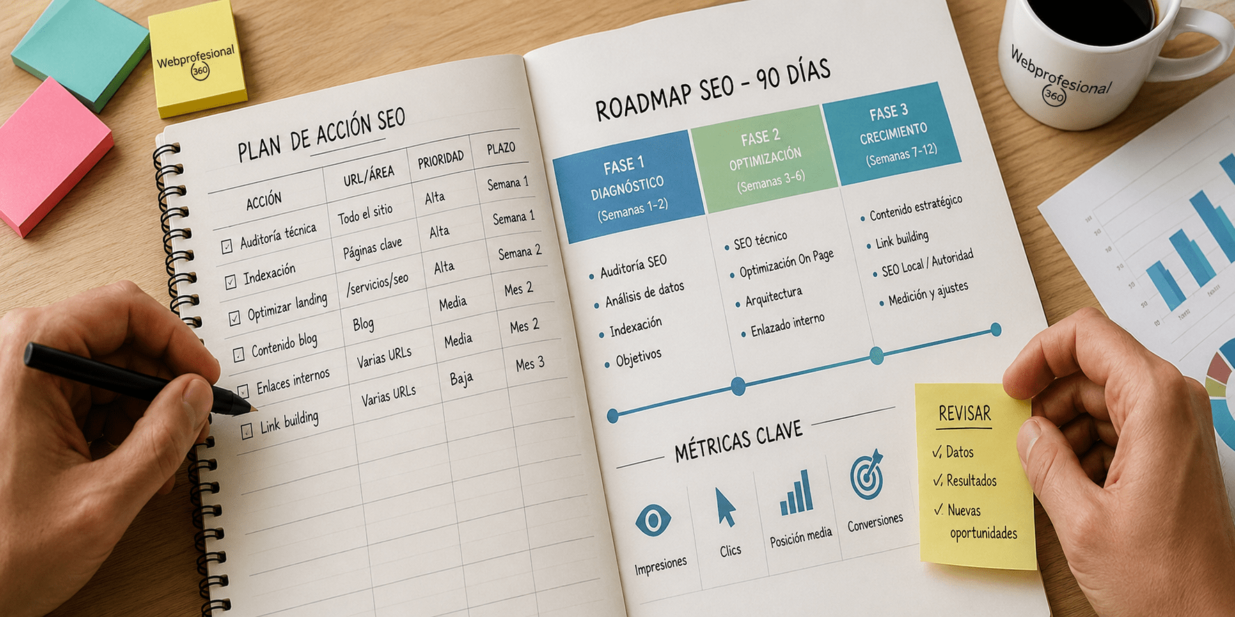 Plan de acción SEO organizado por prioridades y fases de trabajo