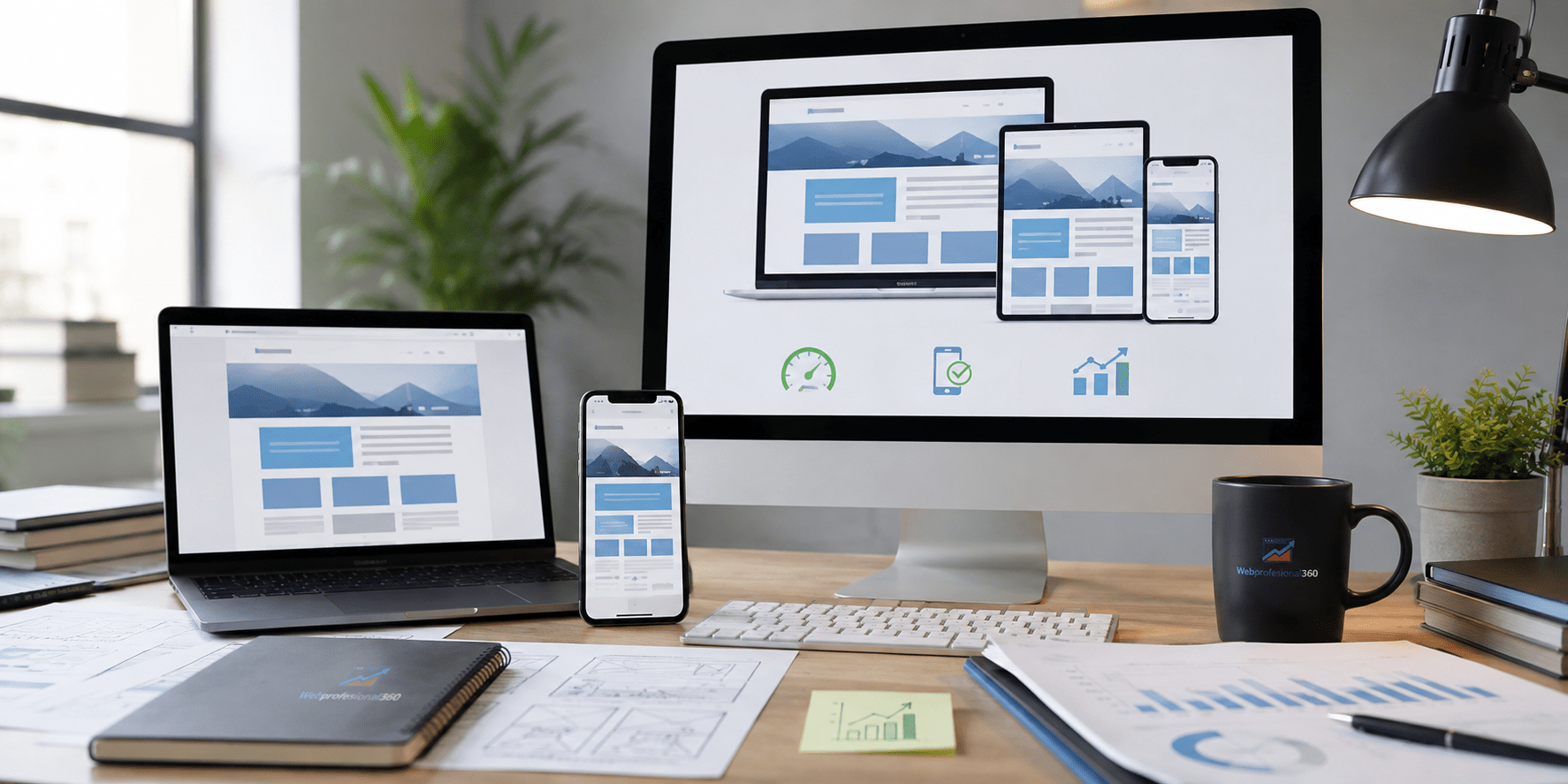 Profesional revisando la adaptación responsive y el SEO de una página web