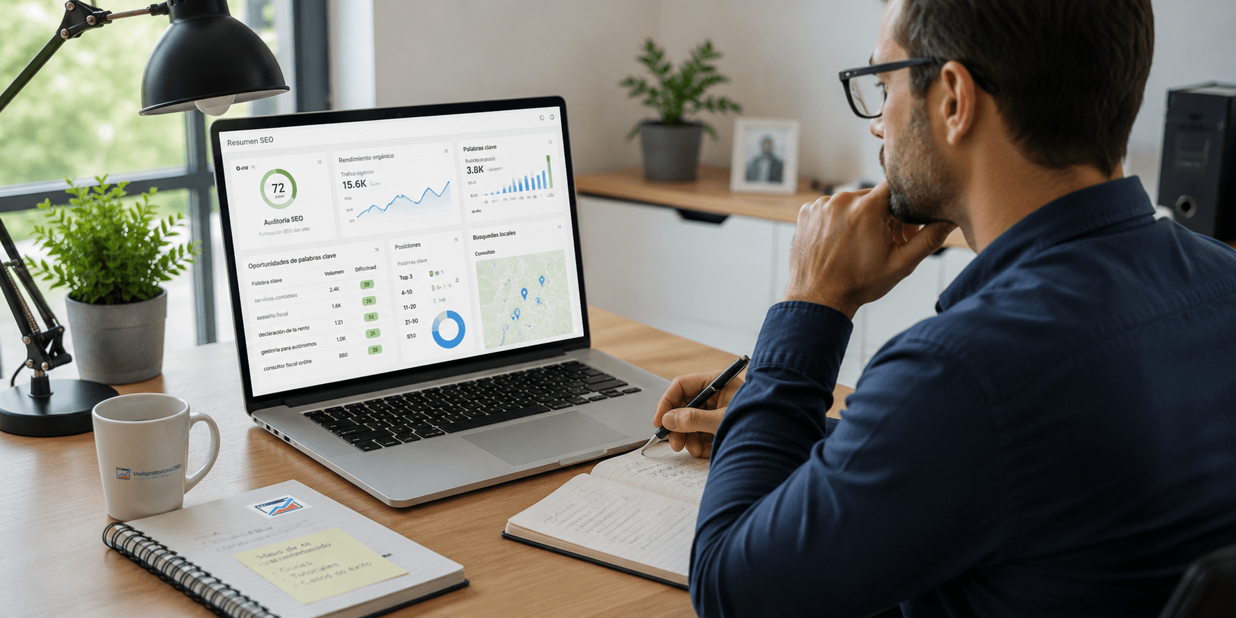 Profesional autónomo analizando oportunidades de posicionamiento SEO